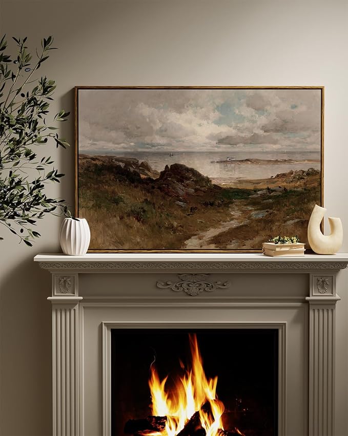 InSimSea Framed Canvas Wall Art Vintage Decor, Seaside Path Wilderness - Image 3
