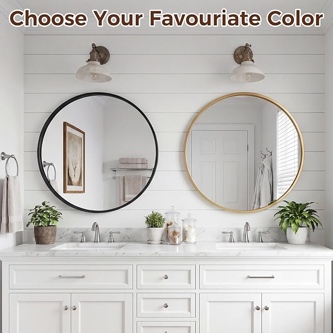 NEWBULIG 30 Inch Round Wall Mirror, Bathroom Mirror - Image 8