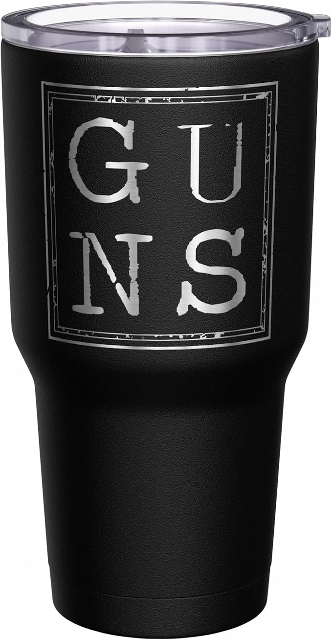 We The People Holsters - G-U-N-S - Coffee Tumbler - American Flag Coffee Travel Mug - Engraved Tumbler - Double Insulated Tumbler - 30 oz