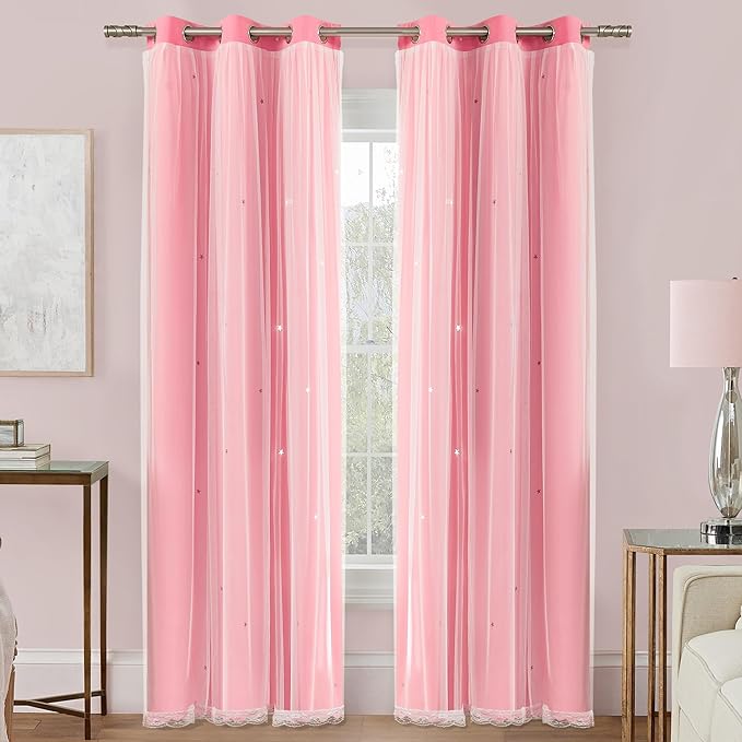 XiDi Curtains for Bedroom Decor Pink34/96/1 US by Addsomecolortolife