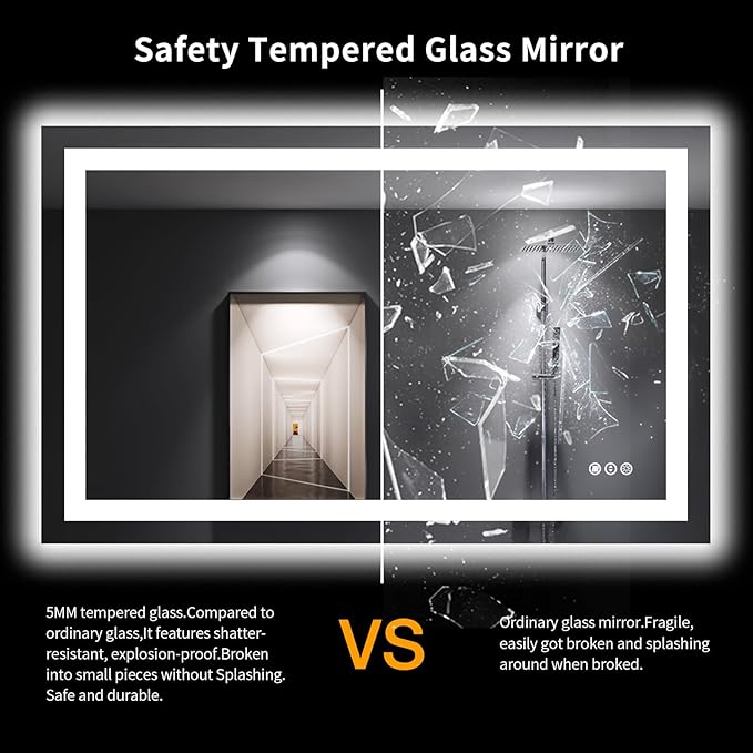 LOAAO 48"X30" LED Bathroom Mirror - Image 8