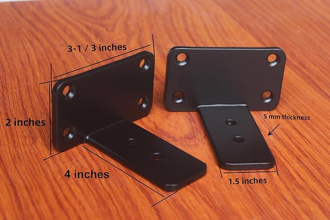 8 Pack - 4 inch Black Hidden L Shelf Bracket Iron Floating Shelf Brackets - Image 2