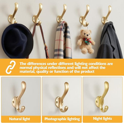4 Pack Coat Hooks Wall Mount Heavy Duty Utility Retro Double Hooks - Image 2