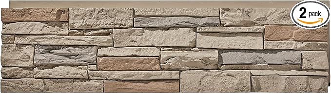 Faux Stone Wall Panels 2-Pack PU Stone Veneer Siding, Mortarless 46.25x12.88 by Wallwell