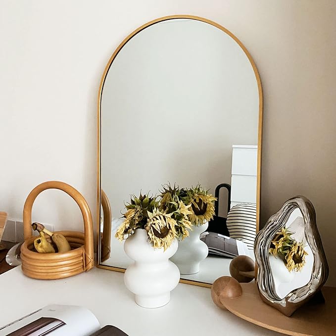 HARRITPURE 2Pcs Arched Bathroom Mirror ​Wall Mounted Mirror Aluminum Alloy Frame - Image 2