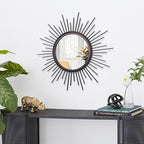 Black Sunburst Spoked Mirrors for Wall Boho Home Round Wall Art Mirror Classic - Image 2