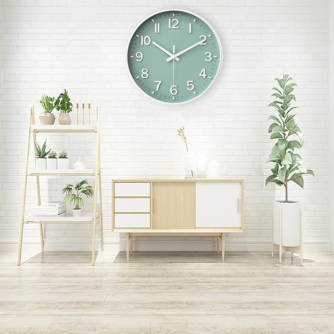 HZDHCLH Green Wall Clocks Battery Operated, 12 inch Silent Non Ticking Modern - Image 5