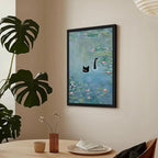 Fantasy Artists Monet Water Lilies Cat Wall Art, Framed Vintage Canvas Art Wall - Image 5