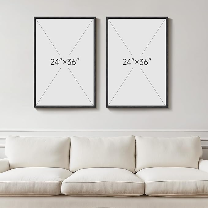 Large Framed Black Abstract Wall Art Set of 2 - Image 3