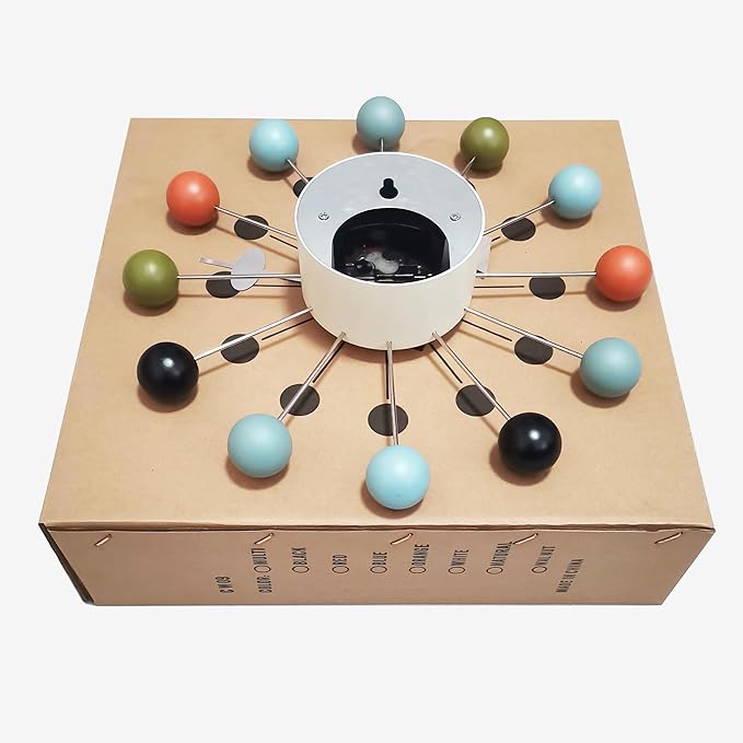 Wood Ball Wall Clock Mid Century Modern Silent Non Ticking Battery Operated 13 - Image 9
