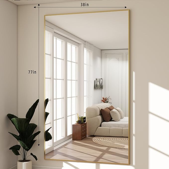 BEAUTYPEAK 77"x38" Rectangle Full Body Floor Mirrors, Full Length Mirror - Image 5