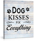 Funny Farmhouse Dog Canvas Wall Art Decor Dog Kisses Fix Everything Rustic Sign by VAHATAN
