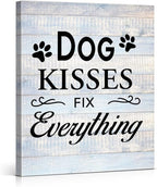 Funny Farmhouse Dog Canvas Wall Art Decor Dog Kisses Fix Everything Rustic Sign by VAHATAN