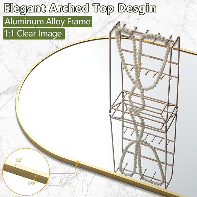 Dewfig Arched Full Length Mirror, Oversized Full Body Mirrors - Image 6