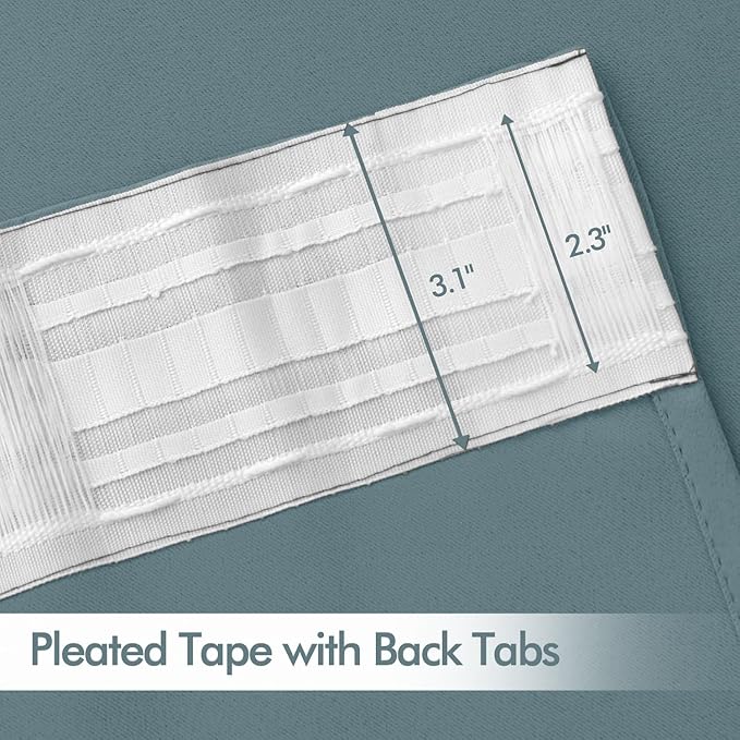 MIULEE Greyish Blue Back Tab Blackout Curtains 90 Inches Long 2 Panels Set - Image 4