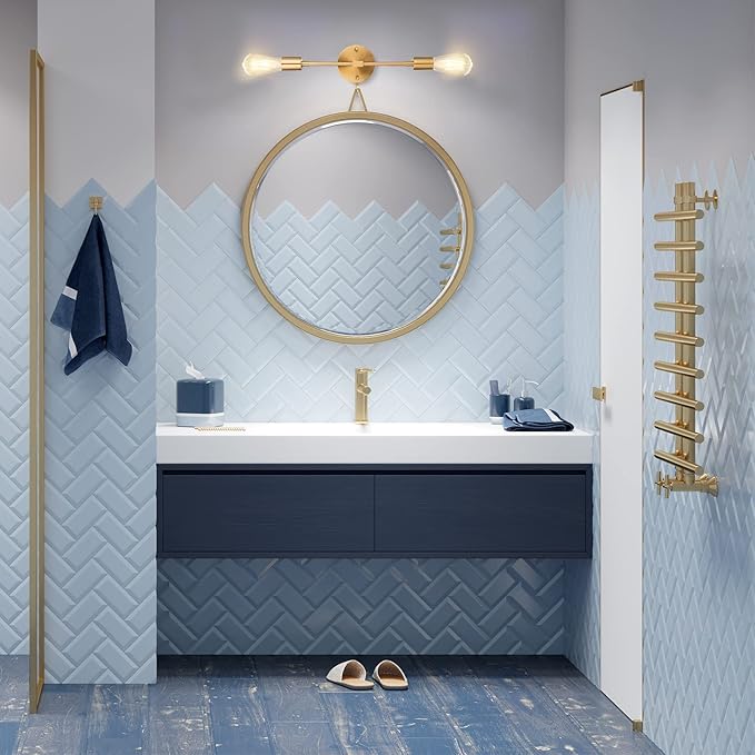 FadimiKoo 2-Light Golden Bathroom Wall Sconces Lighting, Modern Vanity Light - Image 5