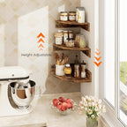 Homode Corner Shelf Wall Mount, 3 Tier Wood Wall Display Shelf, Storage - Image 6