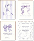 LARTSFRO Coquette Purple Bow Jesus Wall Art Decor Posters, Inspirational Bible by Unknown