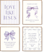 LARTSFRO Coquette Purple Bow Jesus Wall Art Decor Posters, Inspirational Bible by Unknown