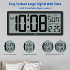 WallarGe 14.5'' Large Digital Wall Clock Battery Operated - Image 3