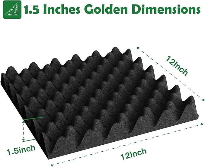 6 Pack 1.5"X12"X12" Acoustic Foam, Self Adhesive Sound Proof Egg Crate Foam - Image 8