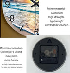 Blue Beach Wall Clock for Bedroom Glass Wall Clocks Battery Operated 12 Inch - Image 8