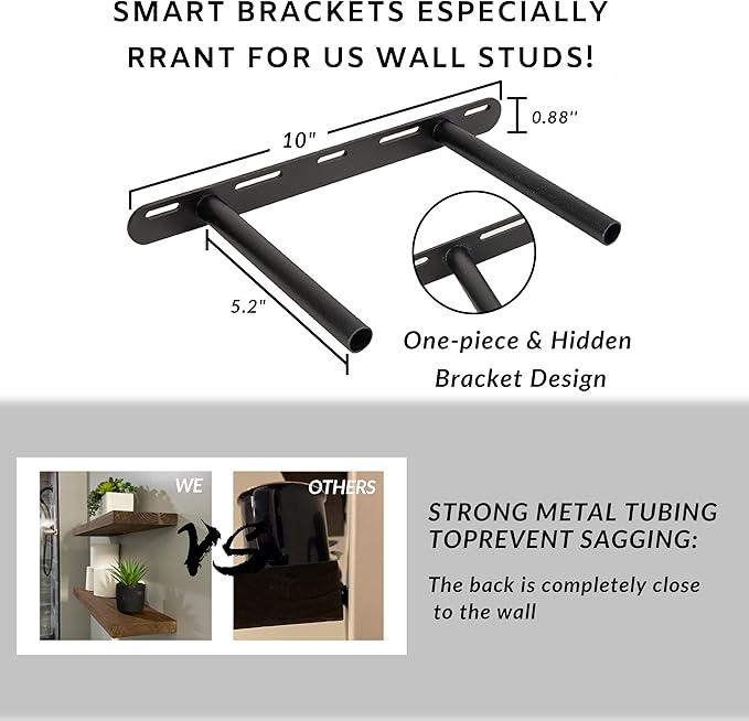 BGMG Wood Floating Shelves 18 inch, Solid Wood Wall Shelves - Image 3