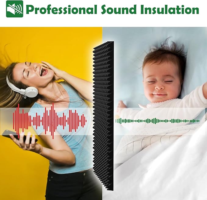 12 Pack 1.5"X12"X12" Acoustic Foam, Self Adhesive Sound Proof Egg Crate Foam - Image 8