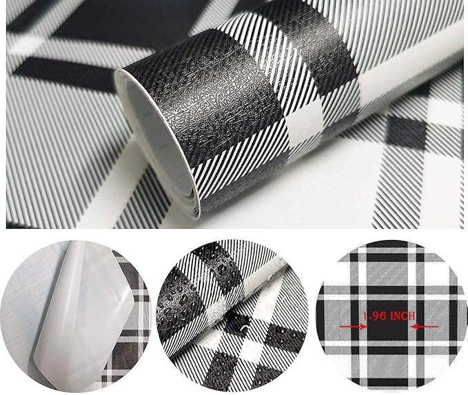 Guvana 17.7"x118" Black and White Trellis Contact Paper Peel and Stick - Image 6