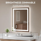 USHOWER LED Bathroom Mirror 28x36 Inch Tempered Glass - Image 6