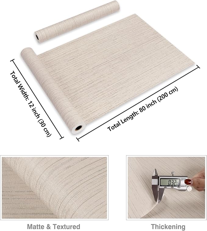 CRE8TIVE Cream White Grasscloth Peel and Stick Wallpaper Textured Grasscloth - Image 8