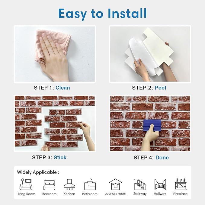 COMSTICKC 3D Faux Brick Wall Panels Peel and Stick, Small Size Thin PVC Fake - Image 9