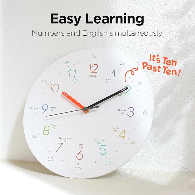 mooas Kids Easy Learning Flatwood Wall Clock - Image 2