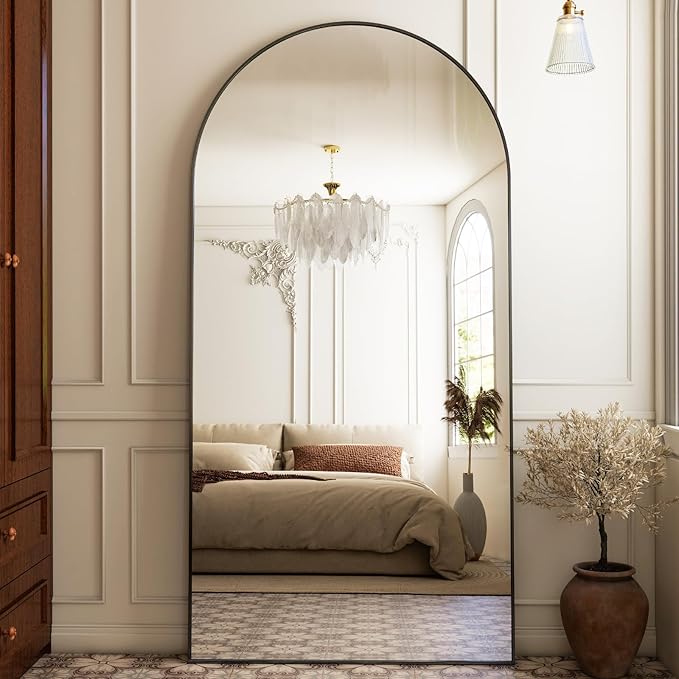 HARRITPURE 76"x34" Arched Full Length Mirror Free Standing Hanging Mounted - Image 7