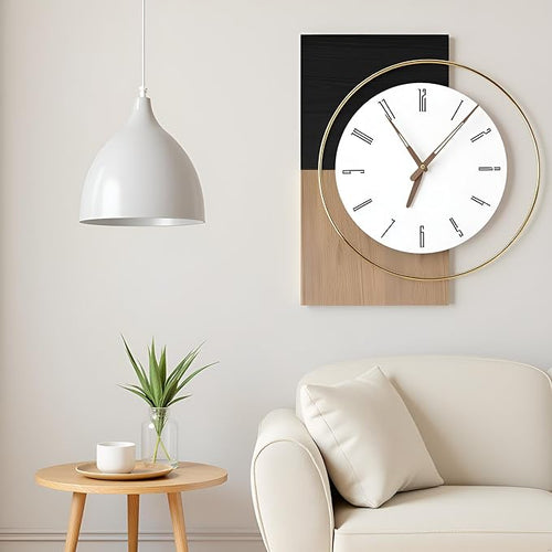 19x16 Inch Modern Silent Wall Clock Battery Operated, Wooden Farmhouse by XGGJWW