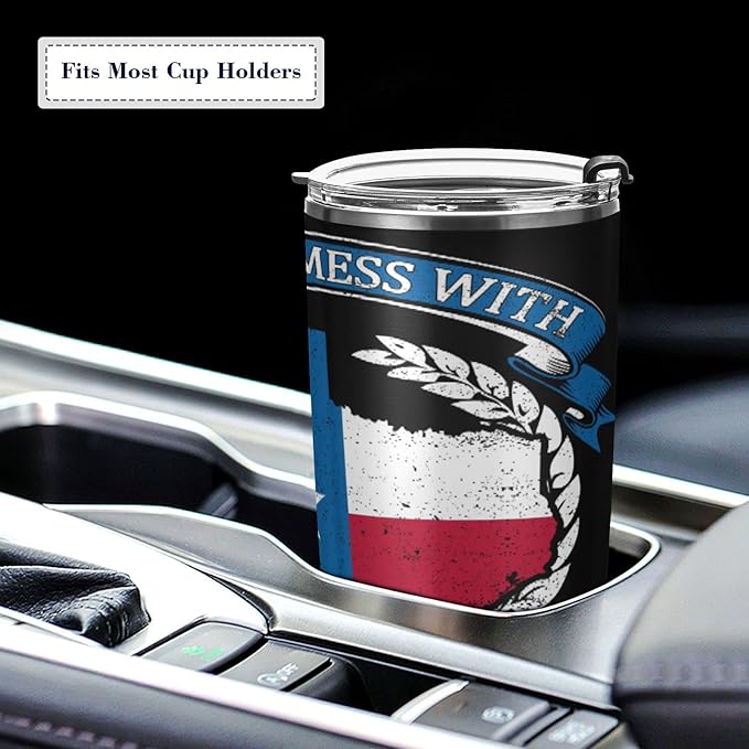 Tumbler Stainless Steel Vacuum Insulated Cup Double Walled, Simple Thermos Don't Mess with Texas State Travel Mug for Coffee, Beverages, Tea with Straw and Lid