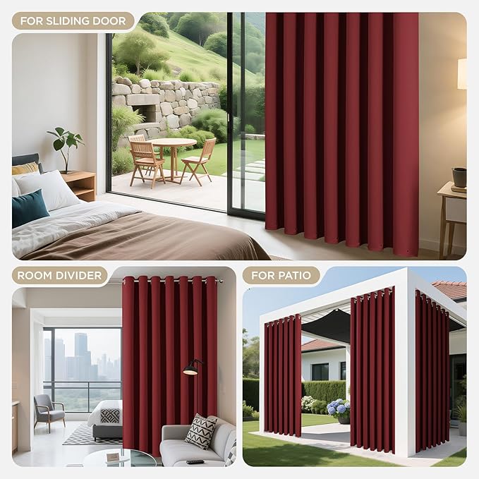Joydeco Blackout Patio Sliding Door Curtains 108 Inches Long, Grommet Privacy - Image 4