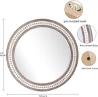 30 Inches Farmhouse Large Round Wall Mirrors Wooden, Rustic Decorative Circle - Image 7