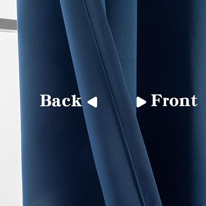IGEMAEVE Navy Blue Blackout Curtains 96 Inch Length 2 Panels Set, Grommet - Image 4