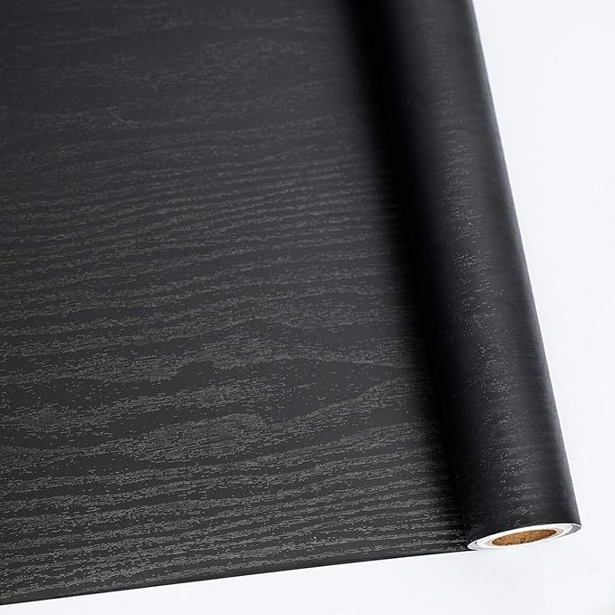 Abyssaly Black Wood Peel and Stick Paper 11.8" X 197" Decorative Self-Adhesive by Abyssaly