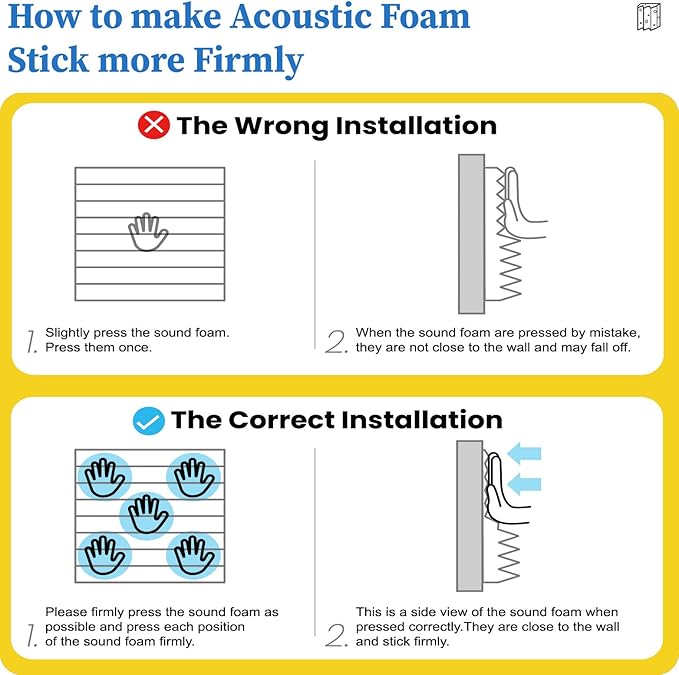 12 Pack Acoustic Panels Self-Adhesive, Acoustic Foam Wedges High Density - Image 7