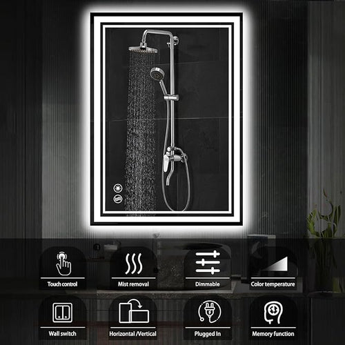 24“ x 36” LED Mirror for Bathroom Front and Backlit Anti-Fog Dimmable 3 Colors - Image 2