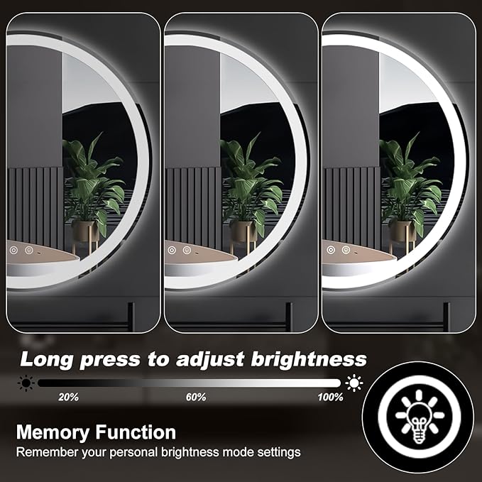 NEWBULIG 28 Inch Round LED Bathroom Wall Mirror - Image 7