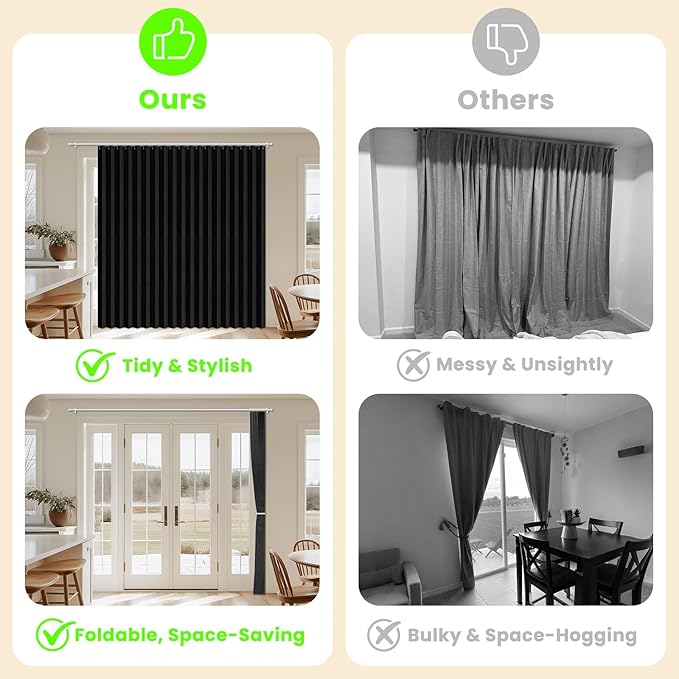 AJAZZ Blackout Accordion Door Curtain 98"x78" Black - Image 2