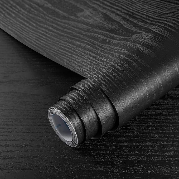 practicalWs Black Wood Contact Paper 17.7'' x 393.7'' Peel and Stick Wood by practicalWs