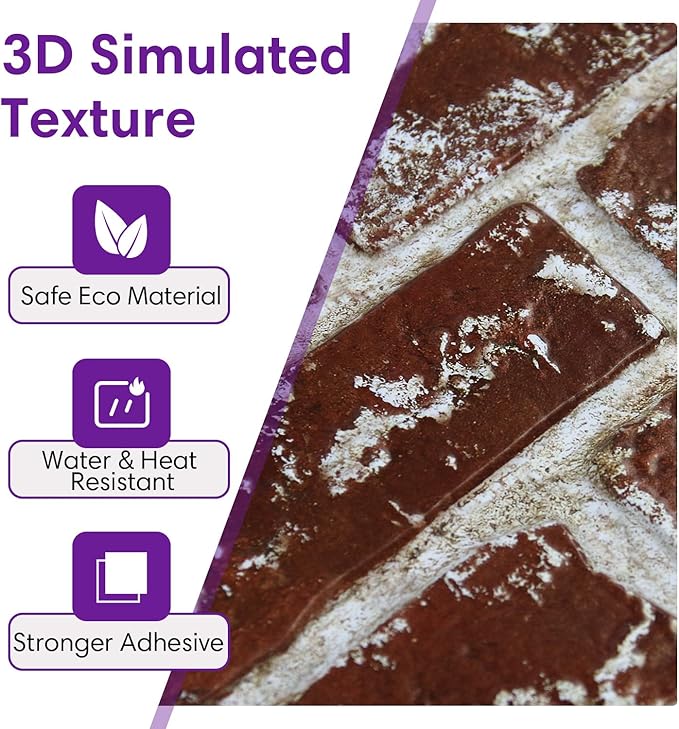 3D Faux Brick Wall Panels Peel and Stick, Small Brick-Look Textured Wall Sticker - Image 4