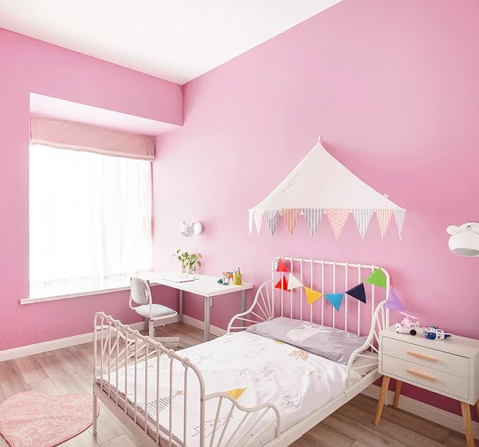 197"x17.7" Pink Wallpaper Solid Color Peel and Stick Wallpaper Pink Contact - Image 3