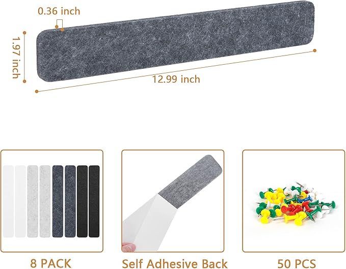 8 Packs Felt Pin Board Bar Strips Bulletin Board - Image 4
