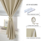 Thermal Blackout Curtains with Self-Adhesive Tape, No Rod No Drill Easy Install - Image 6