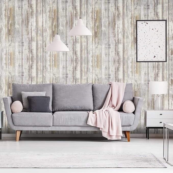 Arthome Distressed Wood Contact Paper 17''x120'' Self-Adhesive Removable Wood - Image 2